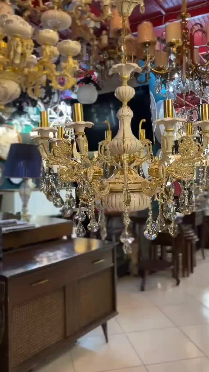 لوستر سرامیکی ۱۰ شعله|لوستر و چراغ آویز|قشم, |دیوار