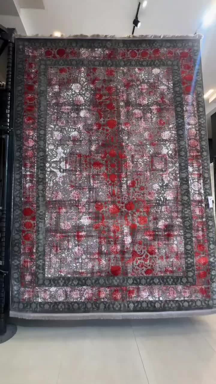 فرش وینتیج با ترکیب زغالی و قرمز ۱۲و۹و۶ متری|فرش|قم, باجک دو|دیوار