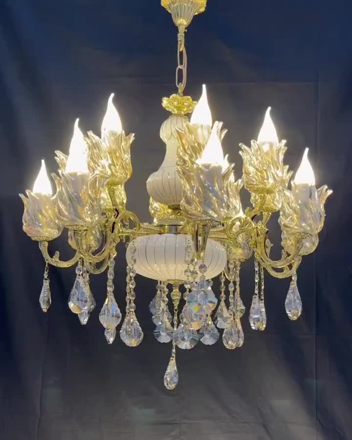 لوسترشارلوت برنجی سرامیکی.۶+۱۰شعله/برنجVB ligh 246|لوستر و چراغ آویز|تهران, نعمت‌آباد|دیوار