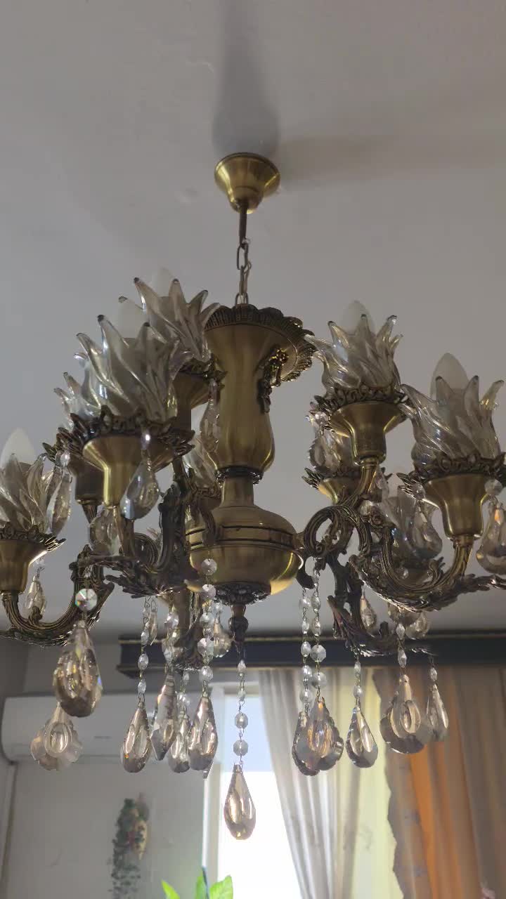 لوستر برنز ۵ شاخه ۱۰ شعله|لوستر و چراغ آویز|کرج, خرمدشت|دیوار