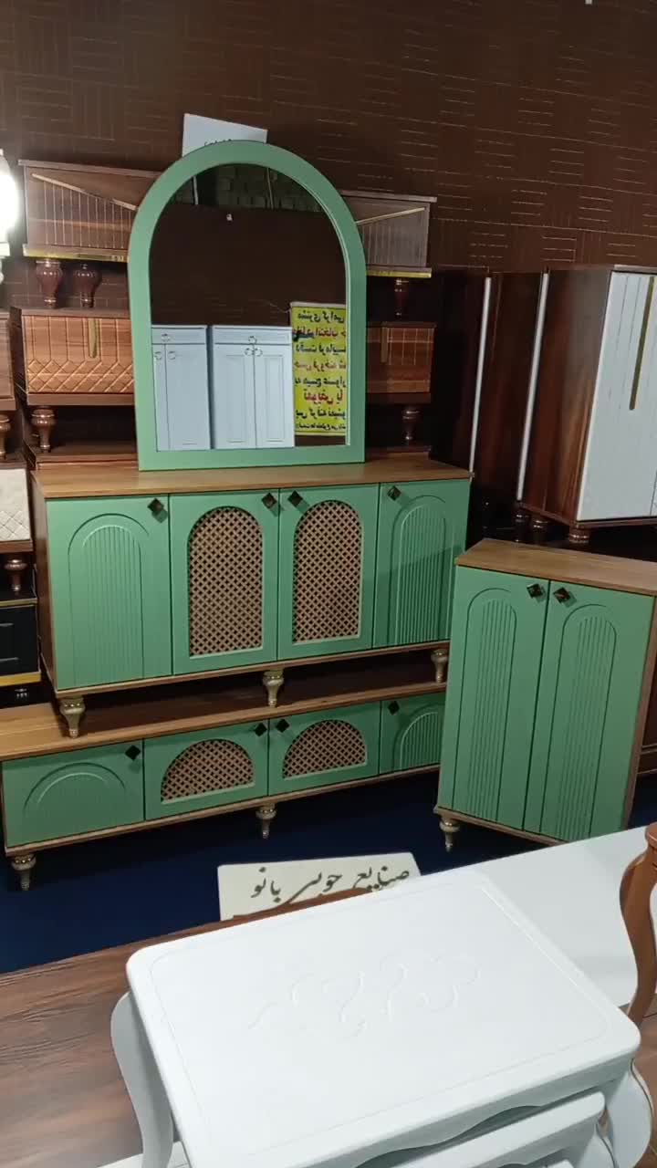 ست جهیزیه عروس کنسول آینه میزتلویزیون جاکفشی حصیری|بوفه، ویترین، کنسول|قم, قلعه کامکار|دیوار