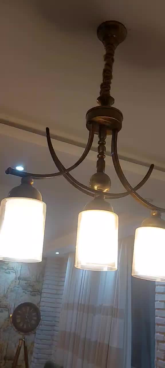 لوستر سه شاخه استیل طرح برنزی رنگ ثابت|لوستر و چراغ آویز|رشت, رشتیان|دیوار