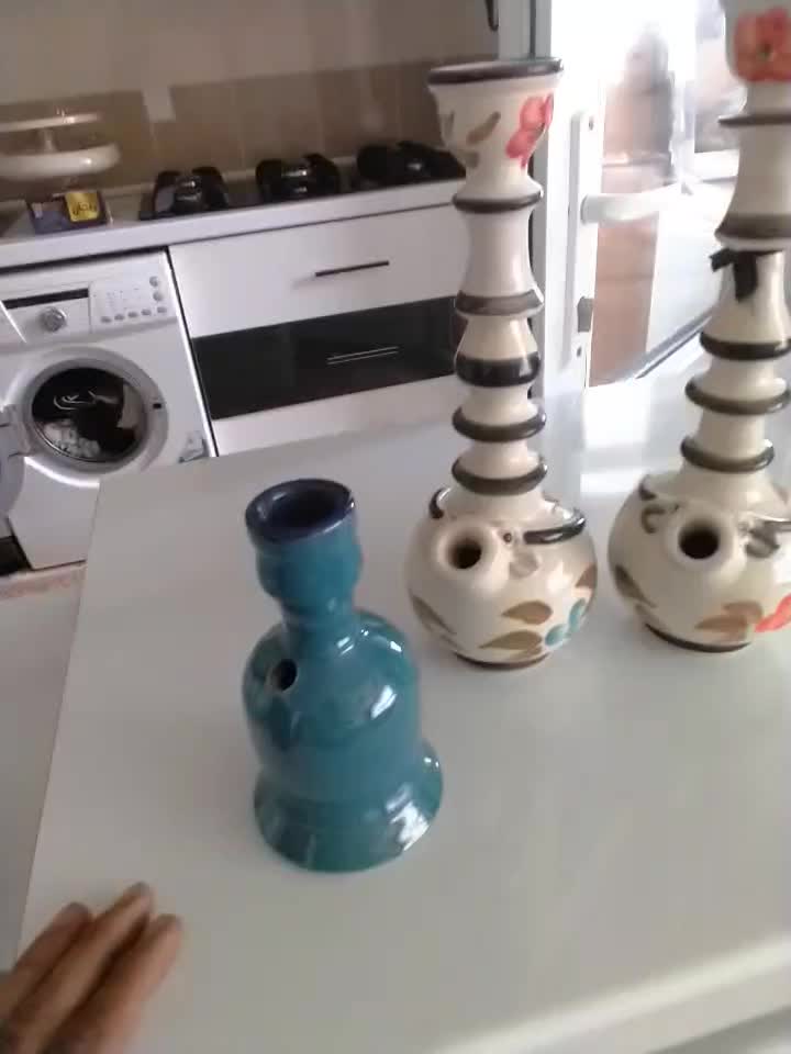 قلیان سفالی گل کاری شده دست ساز بدون رطوبت|صنایع دستی و سایر لوازم تزئینی|بانه, |دیوار