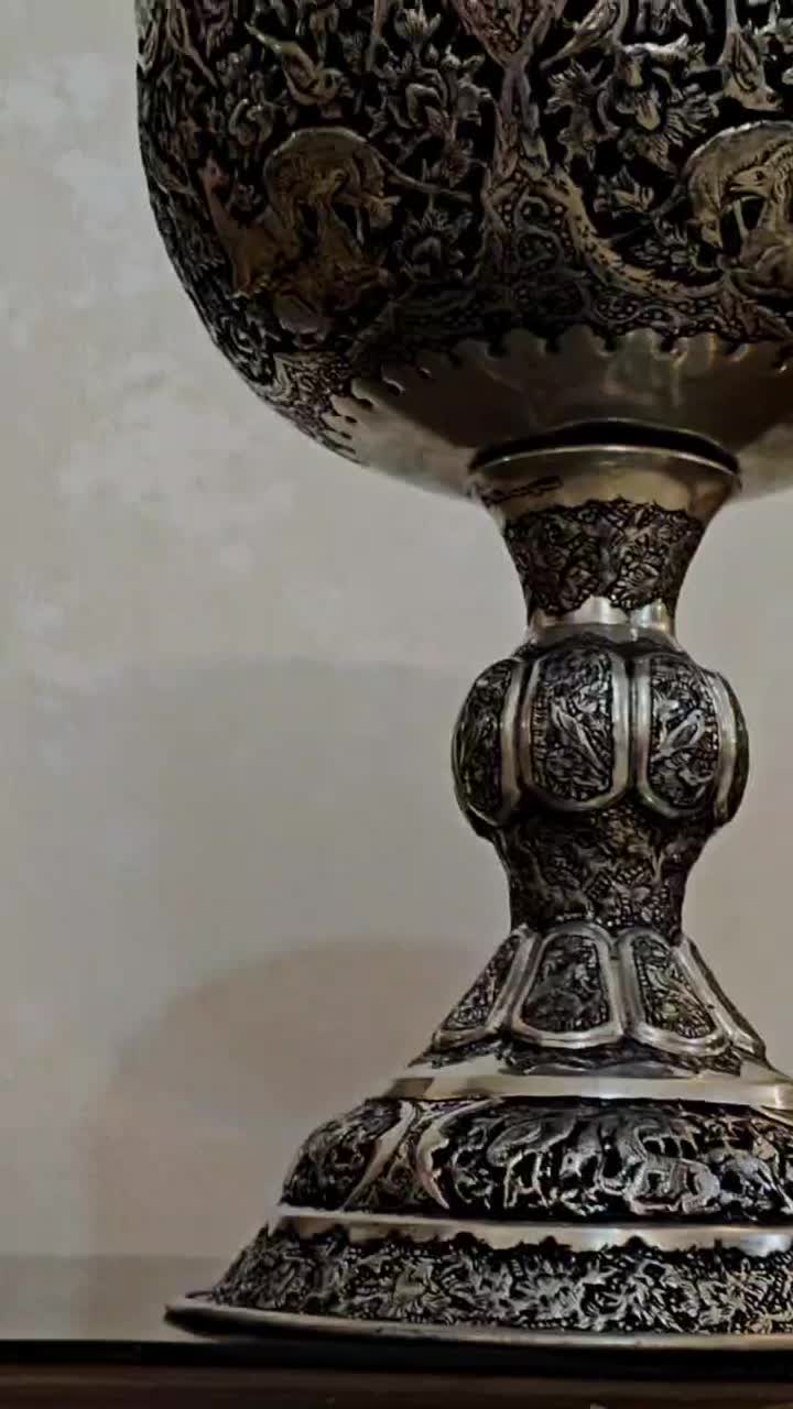 سنگاب مسی کامل قلمزنی گل و مرغ ایلیاتی|صنایع دستی و سایر لوازم تزئینی|اصفهان, باغ فدک|دیوار