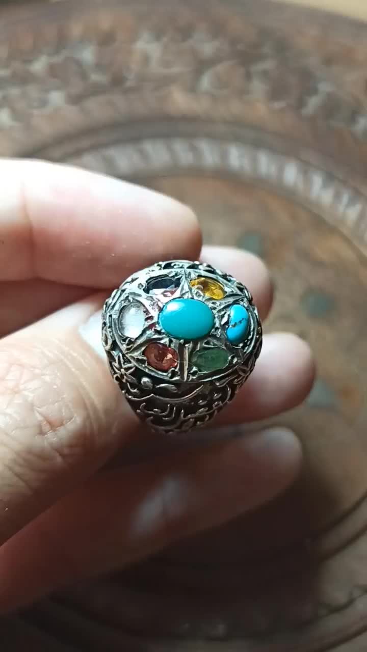 انگشتر نقره چند نگین|جواهرات|رشت, شهرک صبا|دیوار