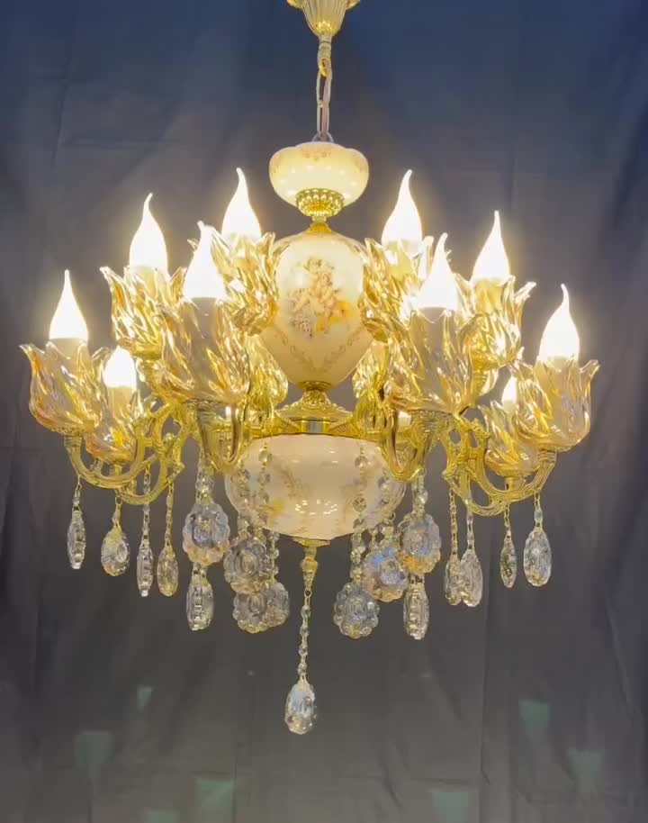 لوسترچکشی رامابرنج.۵+۱۱شعله/مدل سرامیکی.HK light35|لوستر و چراغ آویز|تهران, نعمتآباد|دیوار