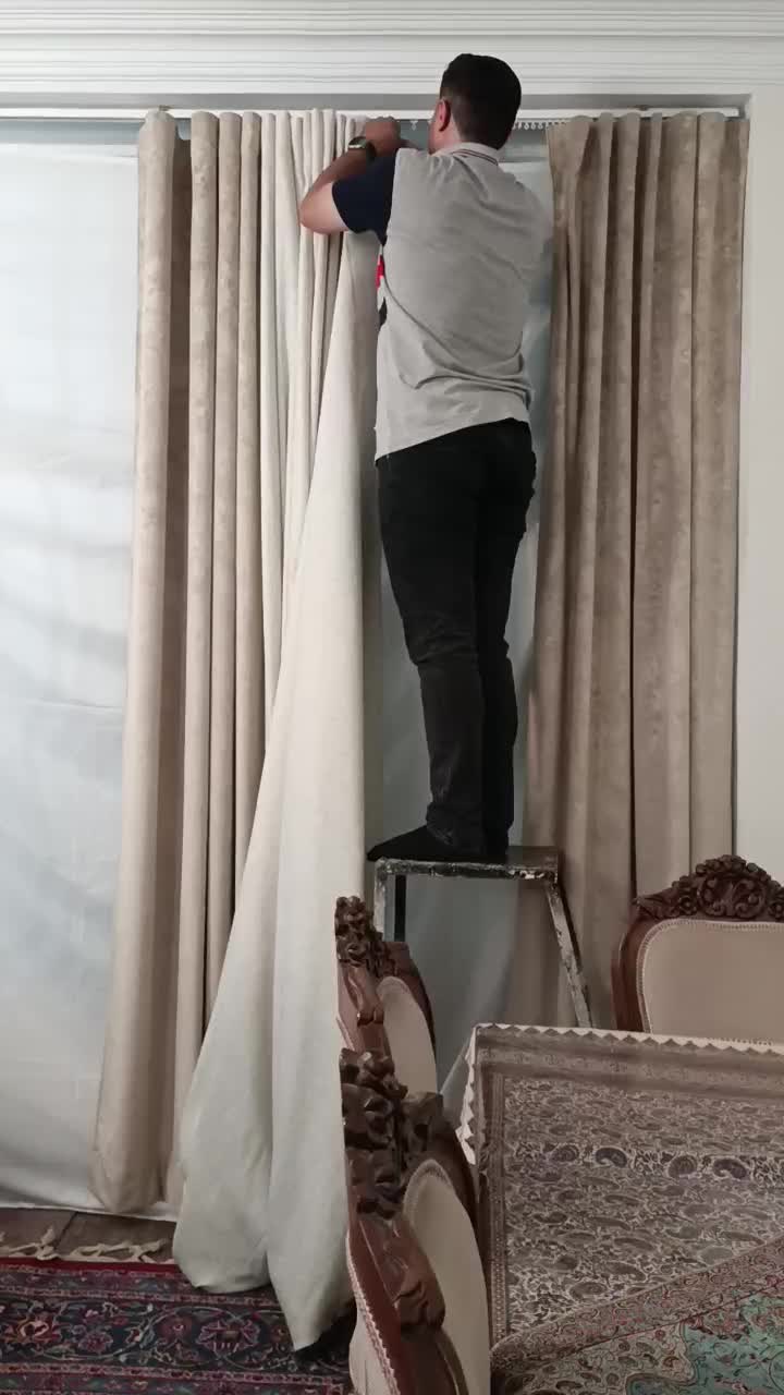 دوخت و نصب انواع پرده اندازه‌گیری رایگان در تهران|پرده، رانر، رومیزی|تهران, شهرک الهیه غرب|دیوار