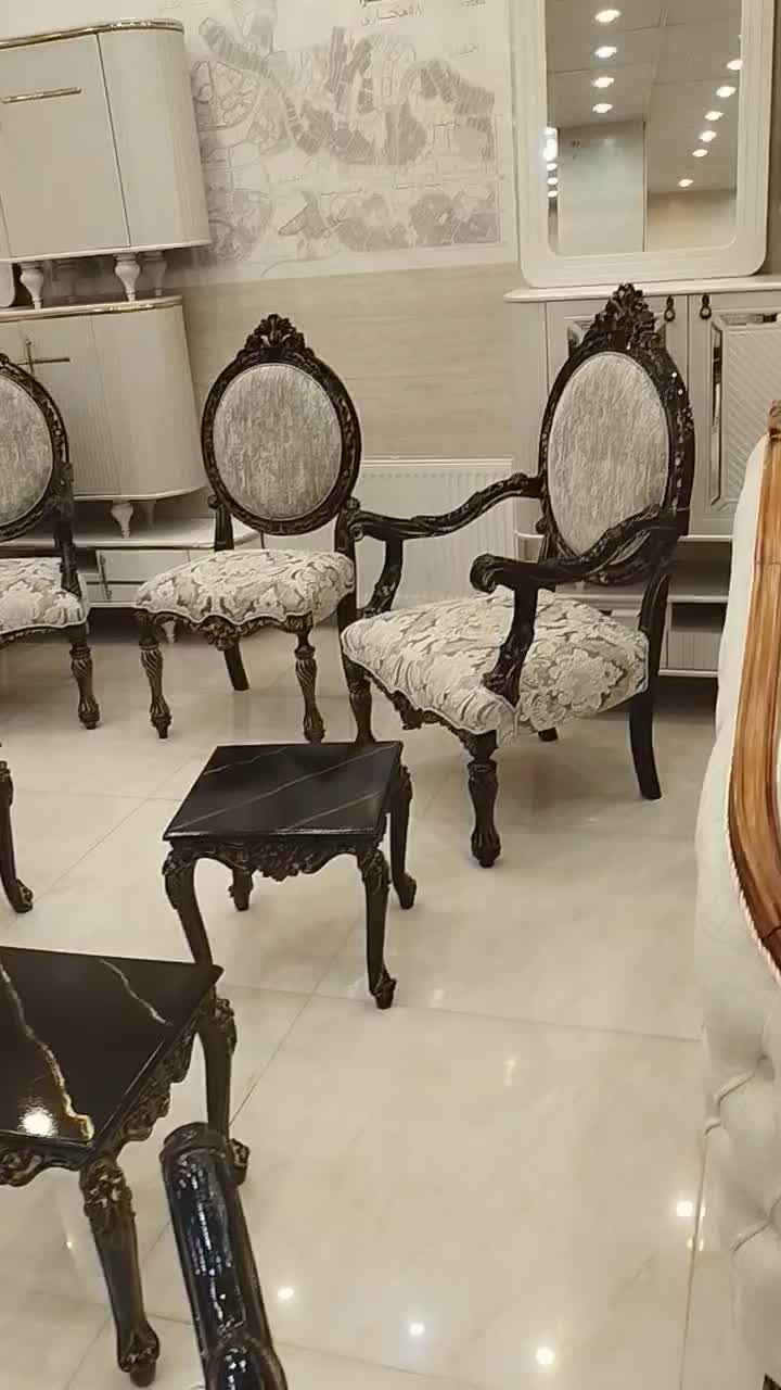 مبل فرانسوی کلاسیک مدل والنسیا دسته چوبی ۷نفره|مبلمان خانگی و میز عسلی|شیراز, دوکوهک|دیوار