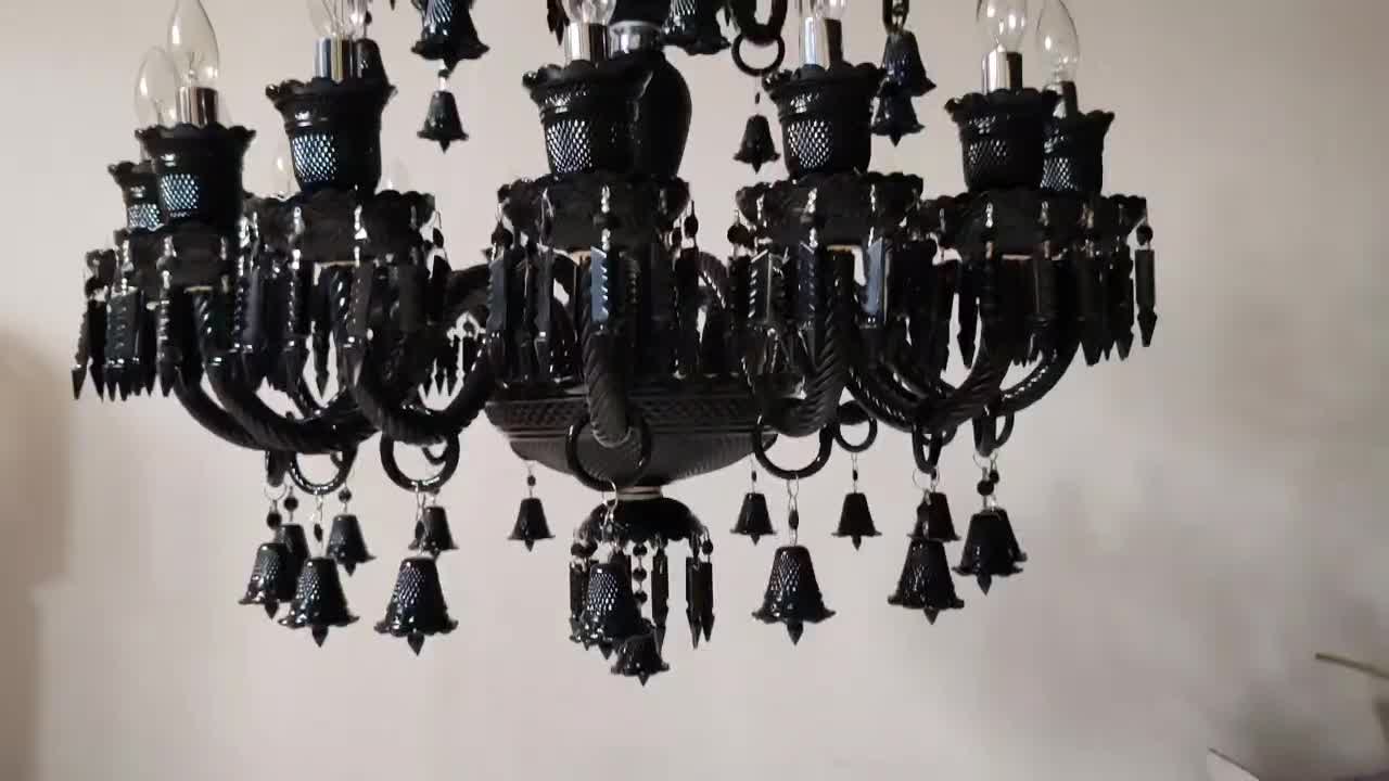 لوستر باکارا دو طبقه ۲۴ شاخه مشکی 8+16|لوستر و چراغ آویز|تهران, بهارستان|دیوار