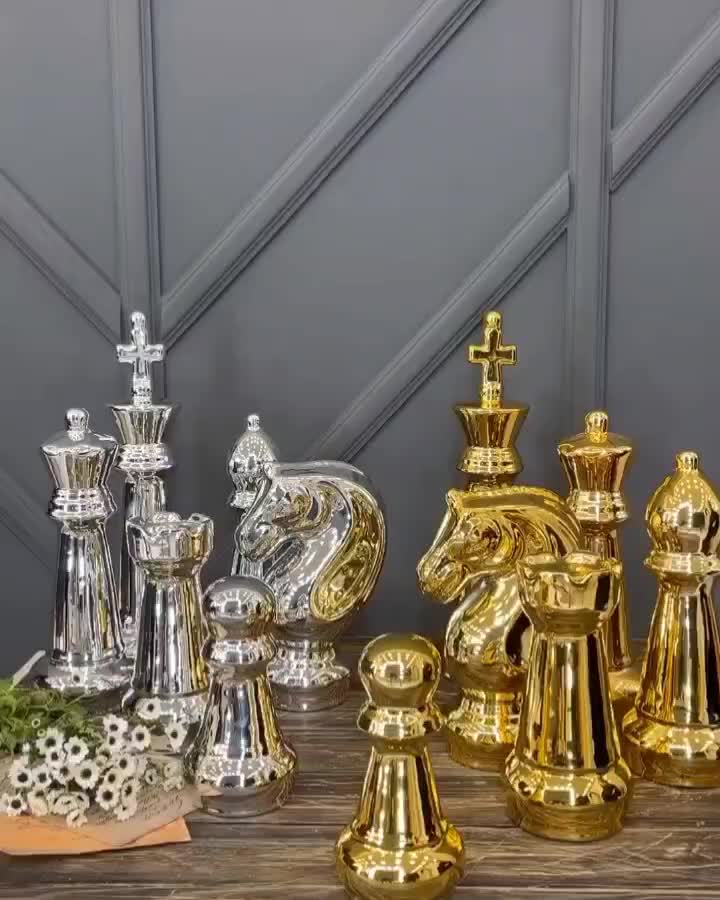 شطرنج لوکس ۶ عددی دکوری طلایی/کادویی/جهیزیه|مجسمه، تندیس، ماکت|قم, آزادگان|دیوار