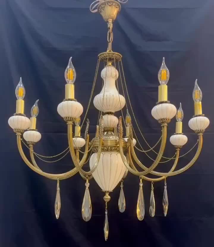 لوستر۸شاخه طرح جدیدکلاسیک سرپیچ e14برنجی سرامیکی|لوستر و چراغ آویز|تهران, نعمت‌آباد|دیوار