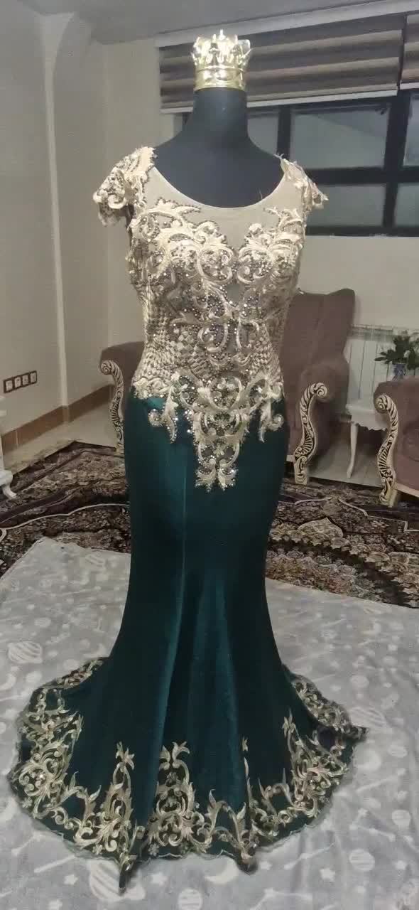 لباس مجلسی مدل ماهی سایز ۴۲-۴۴ سبز درباری|لباس|شیراز, ریشمک|دیوار