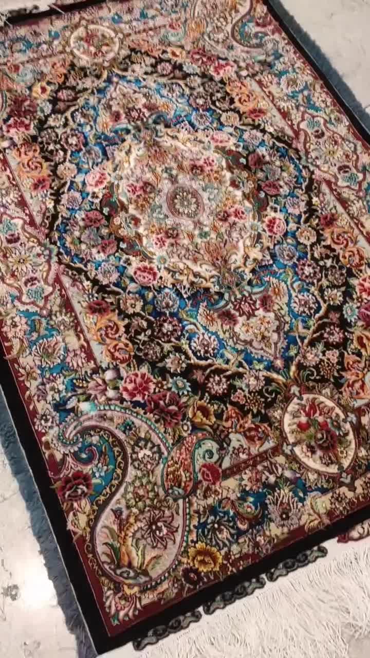 زرنیم دستبافت سالاری تبریز باغ بهشت (۲متن ابریشم)|فرش|تهران, ایرانشهر|دیوار