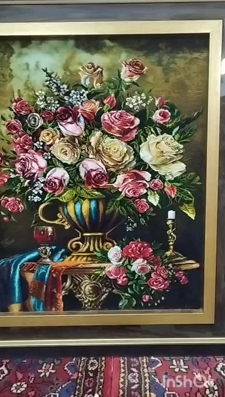 تابلو فرش چله ابریشم گل/تابلو فرش بینظیر نقدواقساط|تابلو فرش|تهران, بوستان جنگلی لویزان|دیوار