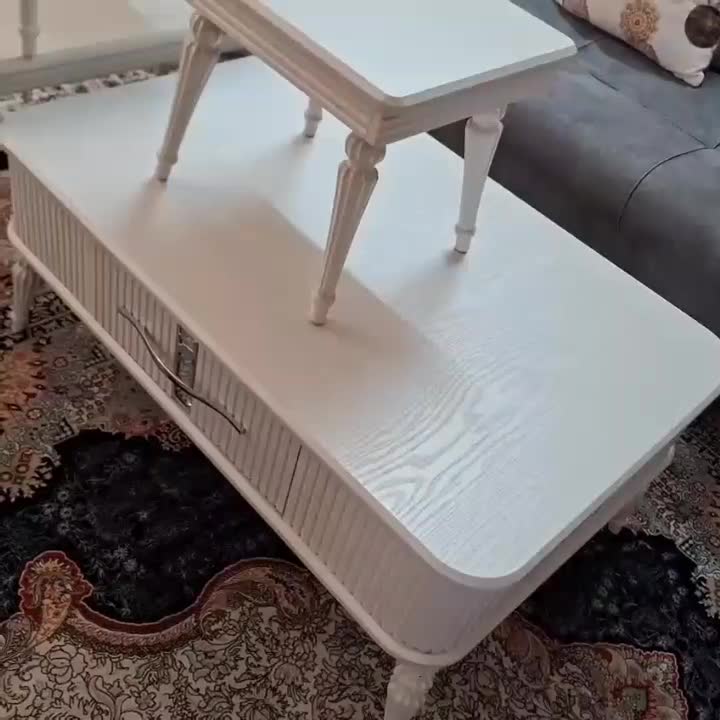 میز وسط چوبی به همراه 3عدد میز عسلی کنار مبلی|مبلمان خانگی و میز عسلی|قائمشهر, |دیوار