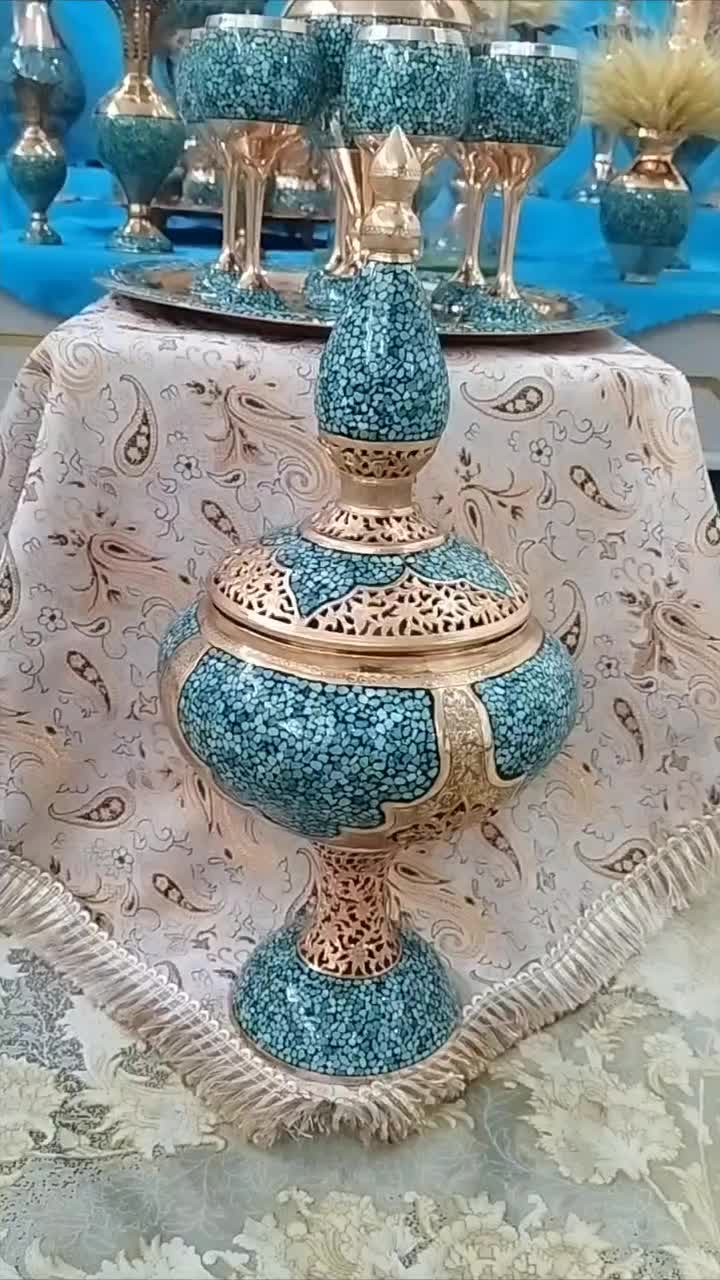 فروش ظروف مسی فیروزه کوبی وقلم زنی یکجا وتک|صنایع دستی و سایر لوازم تزئینی|تهران, فرمانیه|دیوار