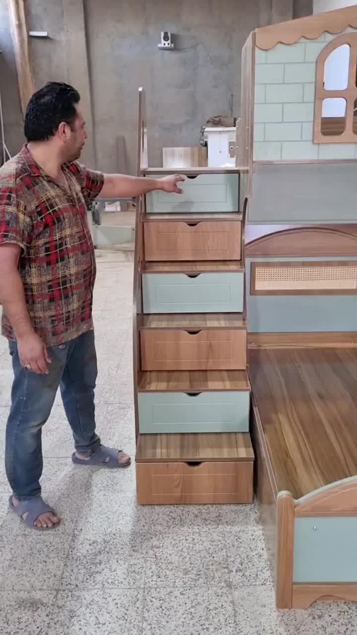 تخت دو طبقه سایز نوجوان مدل حصیر دار|تخت و سرویس خواب|مشهد, خواجه ربیع|دیوار