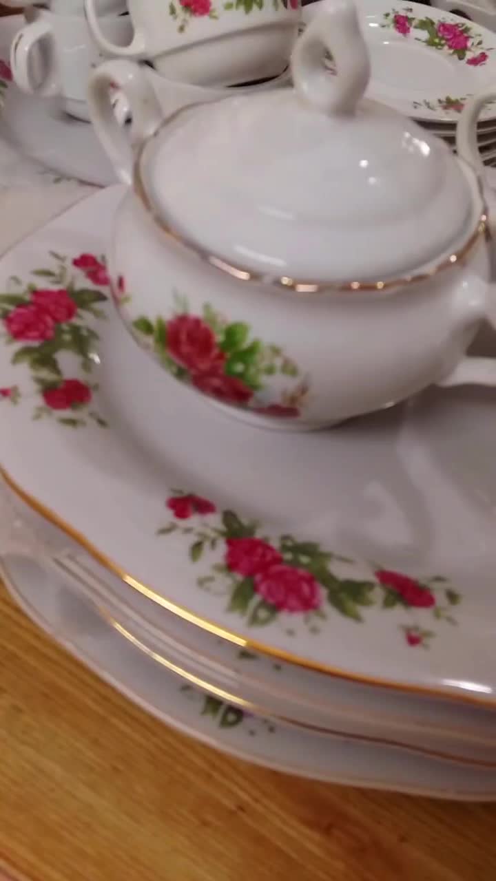 سوپخوری پاسماوری فنجون نعلبکی گلسرخ گلسرخی|ظروف سرو و پذیرایی|تهران, پامنار|دیوار