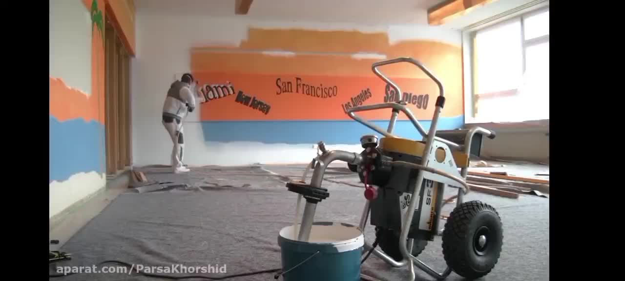 نقاشی ساختمان با دستگاه ایرلس با بهترین کیفیت|خدمات پیشه و مهارت|دهگلان, |دیوار