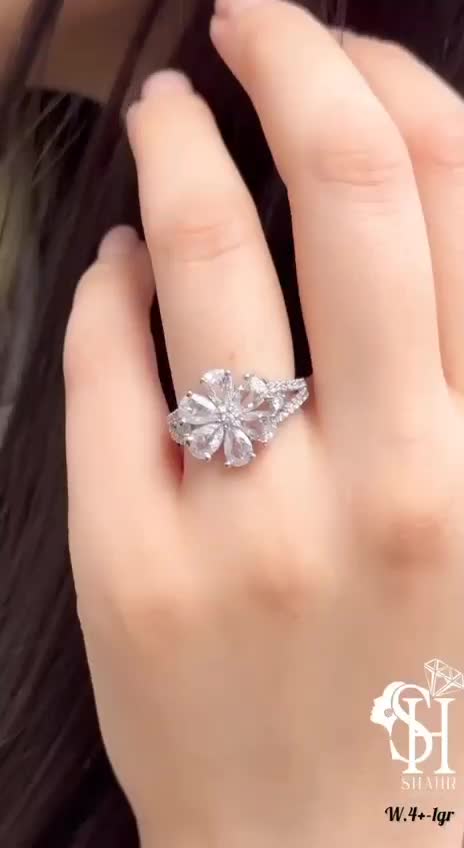 انگشتر تمام نقره مدل شکوفه سفید کادو روز دختر|بدلیجات|تبریز, |دیوار