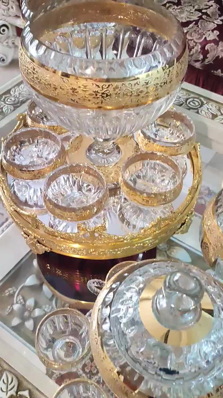 سرویس کریستال پذیرای اصل بوهمیاطلاکوب نصف قیمت باز|ظروف سرو و پذیرایی|تهران, ایوانک|دیوار