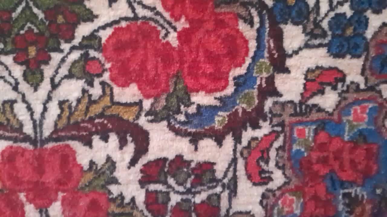 دوتخته  فرش  یک دریک ونیم  گل سرخ|فرش|سنقر, |دیوار