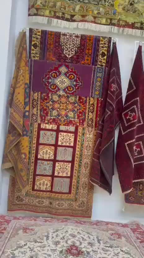 فرش دستباف (بساک) فرش  به این زیبایی ندیدم ابریشم|فرش|مشکین‌دشت, |دیوار