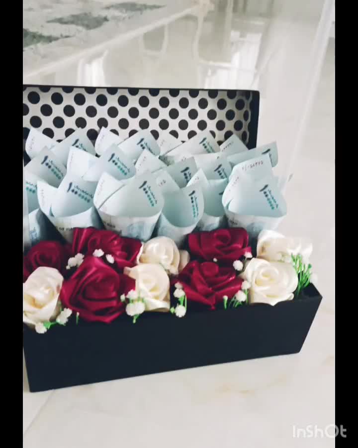 باکس پول آرایی با گل های روبانی|صنایع دستی و سایر لوازم تزئینی|قره چای, |دیوار