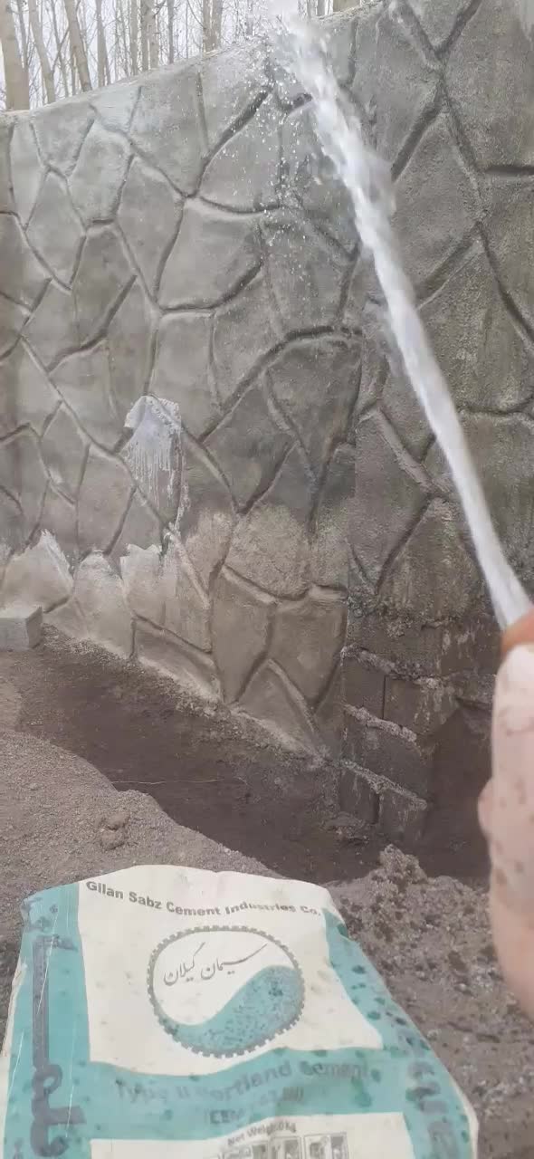 سیمانکاری طرح سنگ و تنه درخت|خدمات پیشه و مهارت|املش, |دیوار