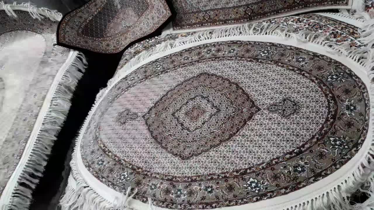 فرش ریز ماهی دایره ۱×۱ کرم ست پادری مرینوس گرد|فرش|تبریز, |دیوار