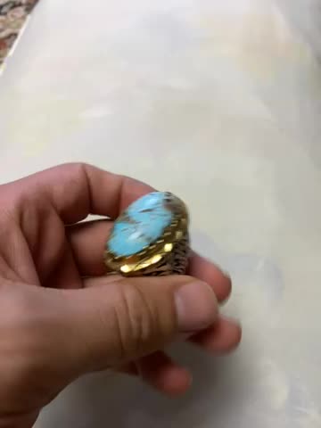 انگشتر فیروزه نیشابوری درشت قواره|جواهرات|اردبیل, |دیوار