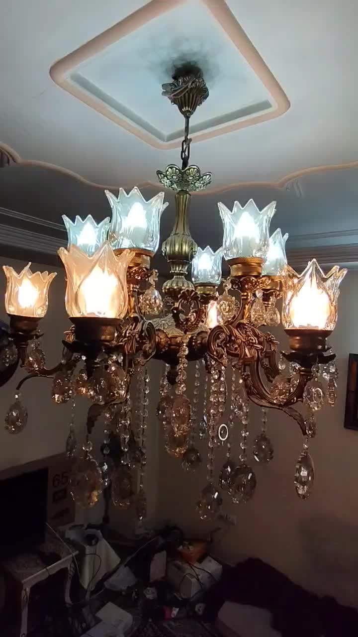 لوستر برنز ۶ شاخه دوبل|لوستر و چراغ آویز|چهاردانگه (تهران), |دیوار