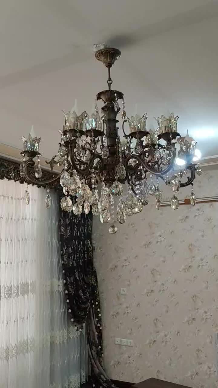 لوستر برنز ۶ شاخه دوبل|لوستر و چراغ آویز|مبارکه, |دیوار