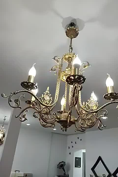 لوستر برنجی در شهر جم|لوستر و چراغ آویز|جم, |دیوار