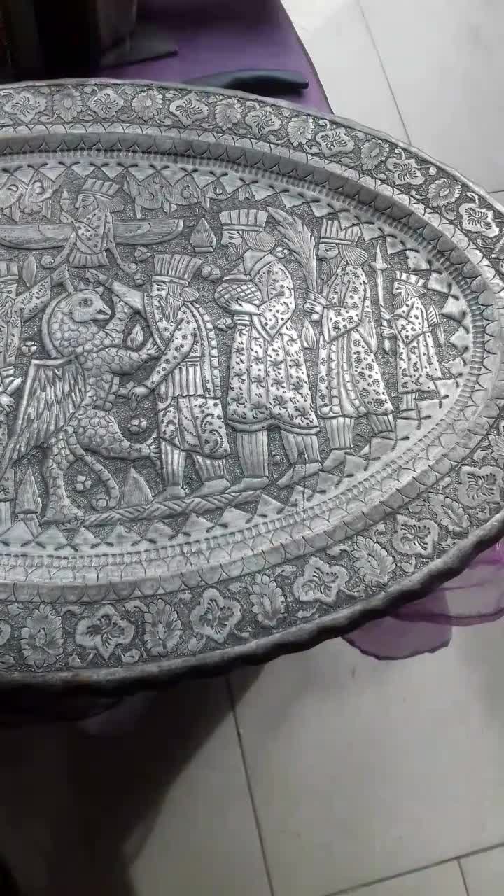 سینی قدیمی مسی|کلکسیون اشیاء عتیقه|مهدی شهر, |دیوار