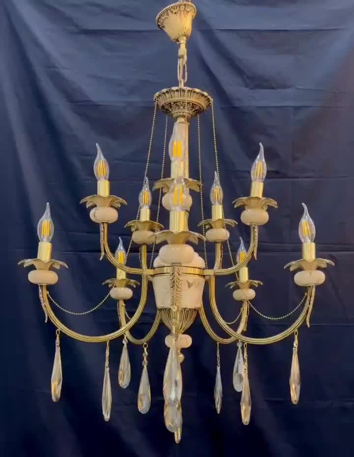 لوستراسکای مدل لب تابی سنگی8+1+1شعله برنج جدیدFH22|لوستر و چراغ آویز|تهران, نعمت‌آباد|دیوار