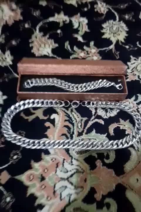 گردنبند و دستبند ست کلفت تمام استیل کارتیر|بدلیجات|بندر انزلی, گمرک|دیوار