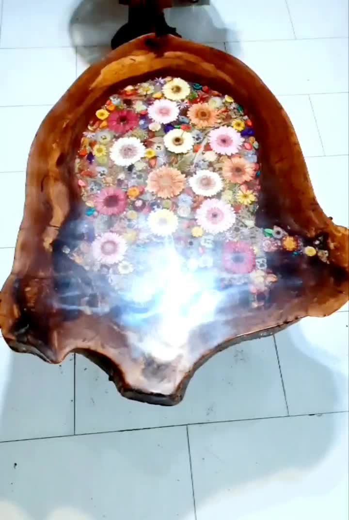 میز اوشن گلس چوب چنار سرخ و گل طبیعی|مبلمان خانگی و میز عسلی|تهران, جیحون|دیوار