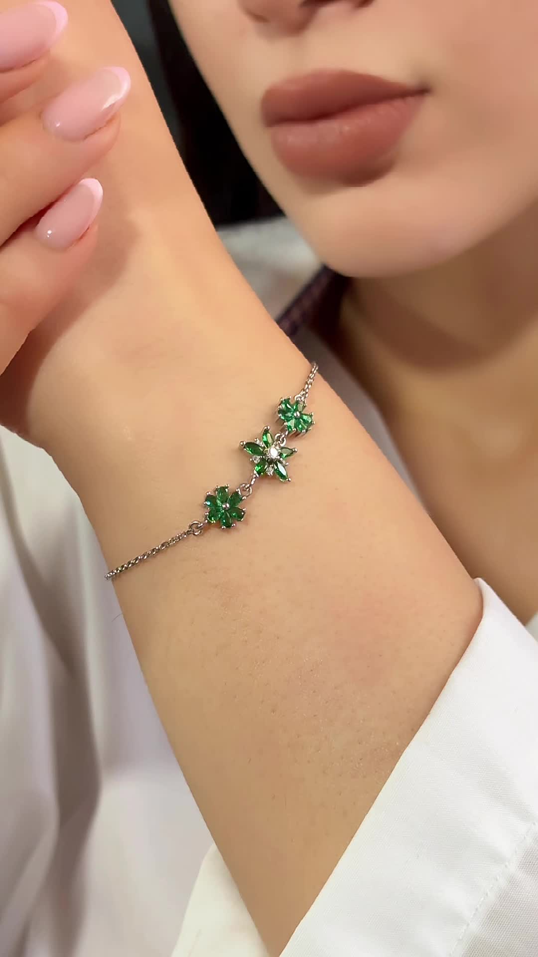 دستبند جواهر تمام نقره مدل گل مینیمال|بدلیجات|تبریز, |دیوار