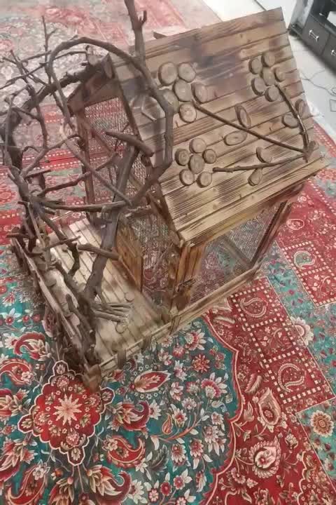قفس چوبی دکوری قابل استفاده با چوب طبیعی باشهربازی|لوازم جانبی حیوانات|گرمدره, |دیوار