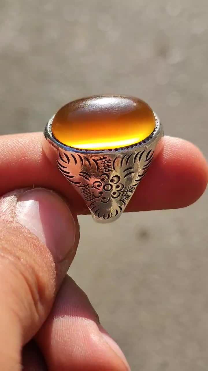 انگشتر فدیوم آصف ساواس باباقوری عقیق زرد فیروزه|جواهرات|ری, شهرری|دیوار