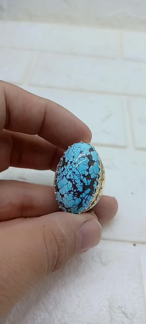 انگشتر فوق کلکسیونی نقره بافیروزه فاخر نیشابوری|بدلیجات|لنجان, |دیوار