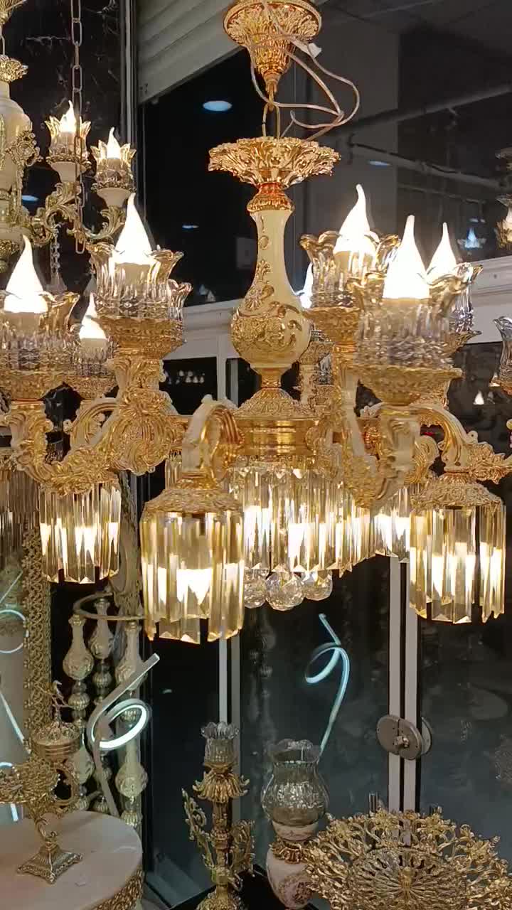 لوستر کرم طلا لوسترسفیدطلا کنارسالنی باکارات|لوستر و چراغ آویز|مشهد, حسین‌آباد|دیوار