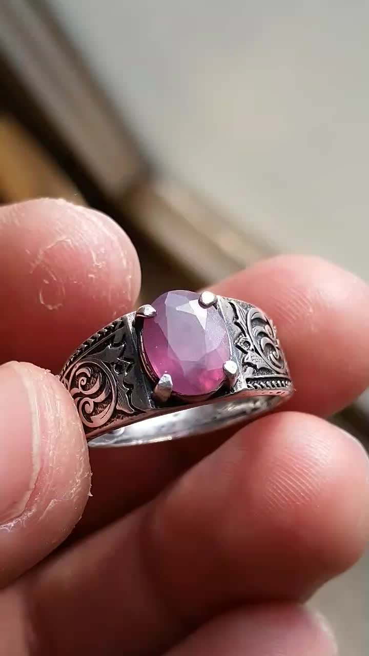 انگشتر نقره یاقوت معدنی و ساعت دوزمانه اورینت|جواهرات|سقز, |دیوار