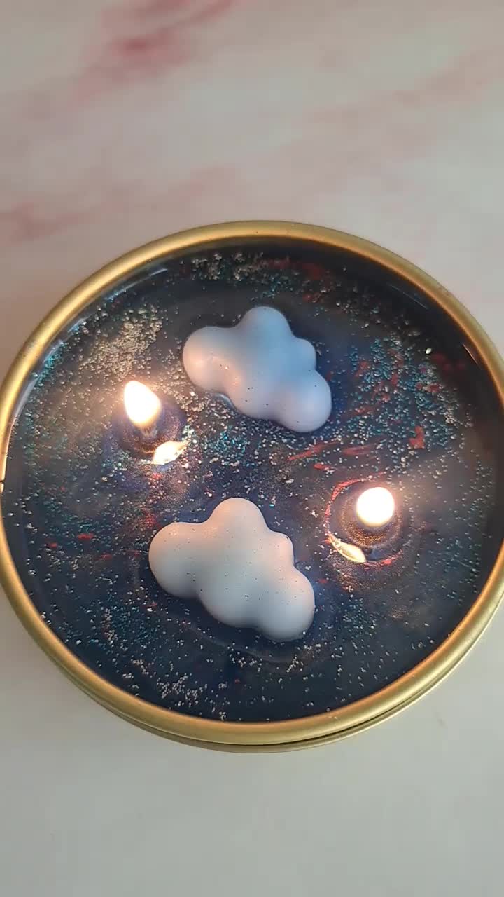 شمع آسمونی دستساز،دکوری معطر با طرح ابر و کهکشان|صنایع دستی و سایر لوازم تزئینی|کرج, عظیمیه|دیوار