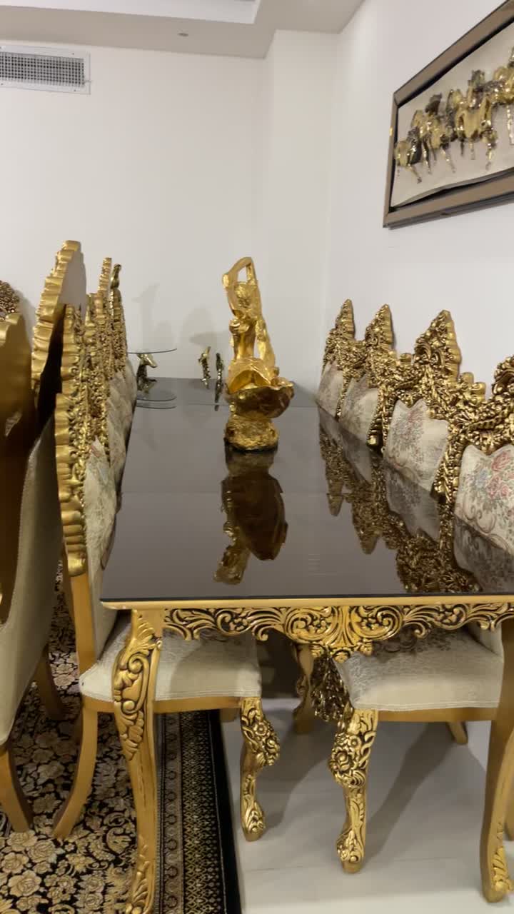 مبل سلطنتی ۹ نفره و ناهارخوری ۱۰ نفره کامل ورق طلا|مبلمان خانگی و میز عسلی|سنندج, |دیوار