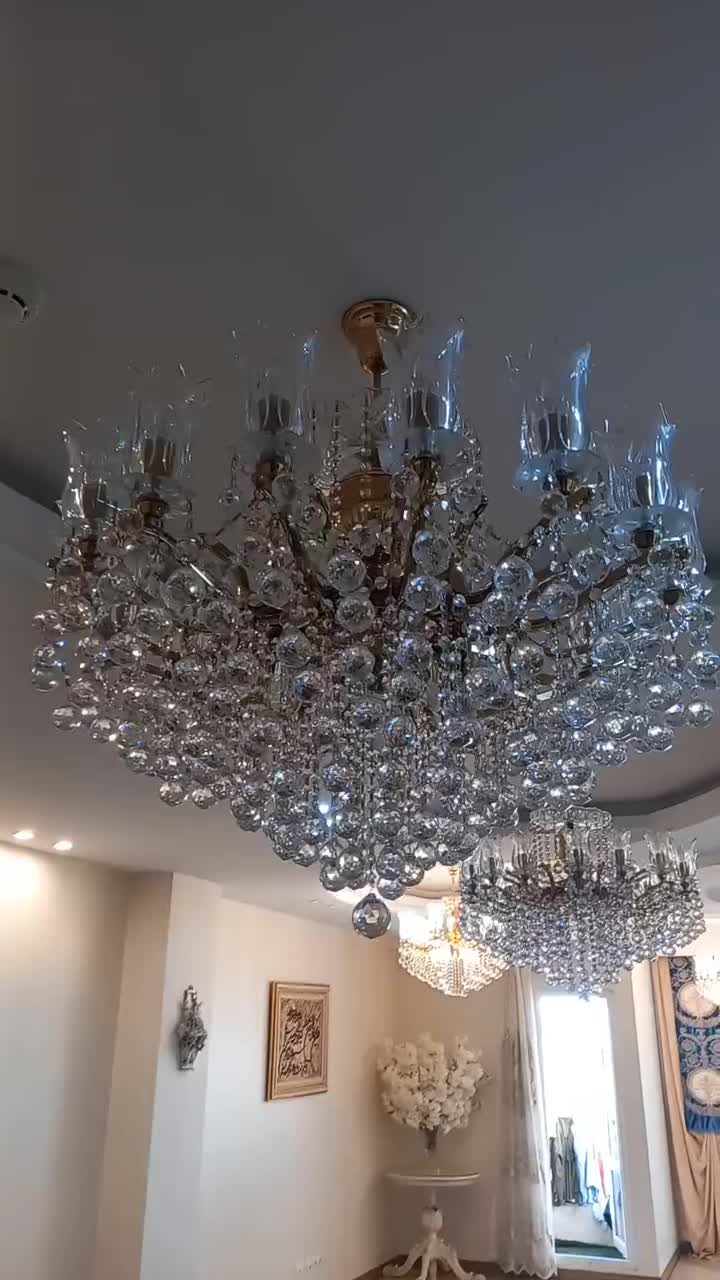 ۳ عدد لوسترکریستال ۱۶ شاخه و۱ عدد لاینر|لوستر و چراغ آویز|تهران, هروی|دیوار