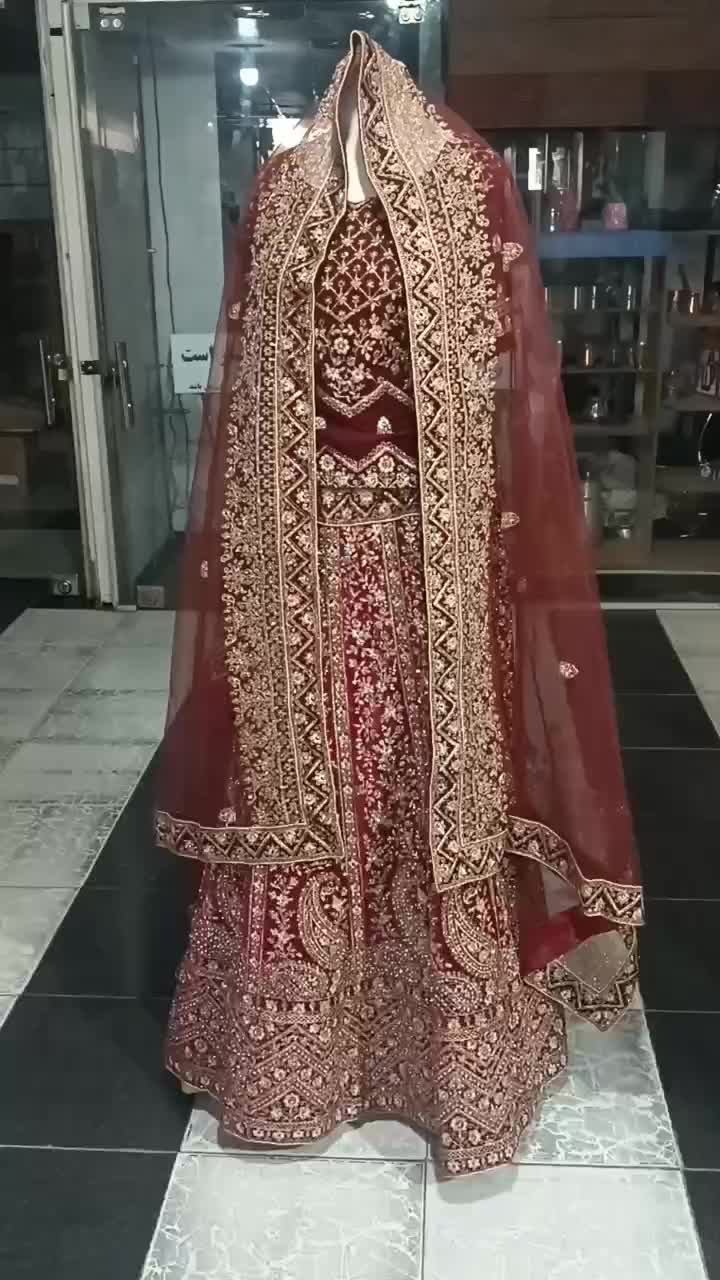 کرایه لباس هندی خیلی پرکار و خاص عنابی اورجینال|لباس|شیراز, شاهچراغ|دیوار