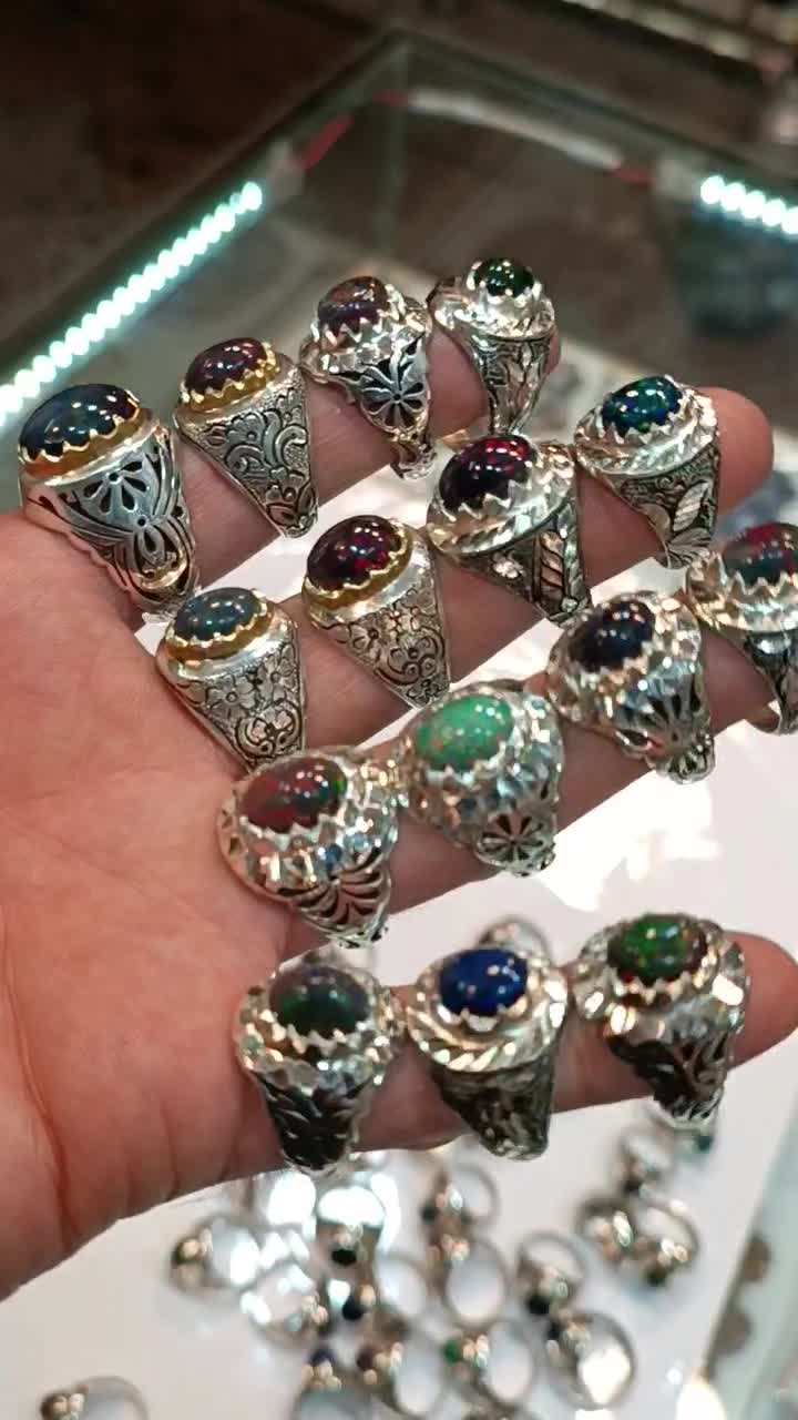 فروش انگشتر نقره کاردست با نگین معدنی|جواهرات|ملایر, |دیوار