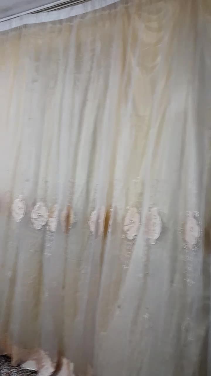 پرده کتان و شیشه ای فلت با زیر پرده|پرده، رانر، رومیزی|کرمانشاه, |دیوار